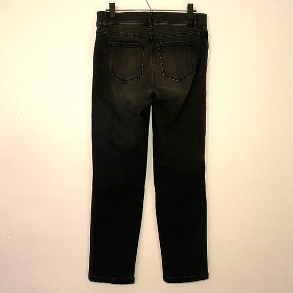 Spanx Women's size Medium Straight Leg Pants Vintage Black Ankle Denim Preppy - Picture 5 of 11
